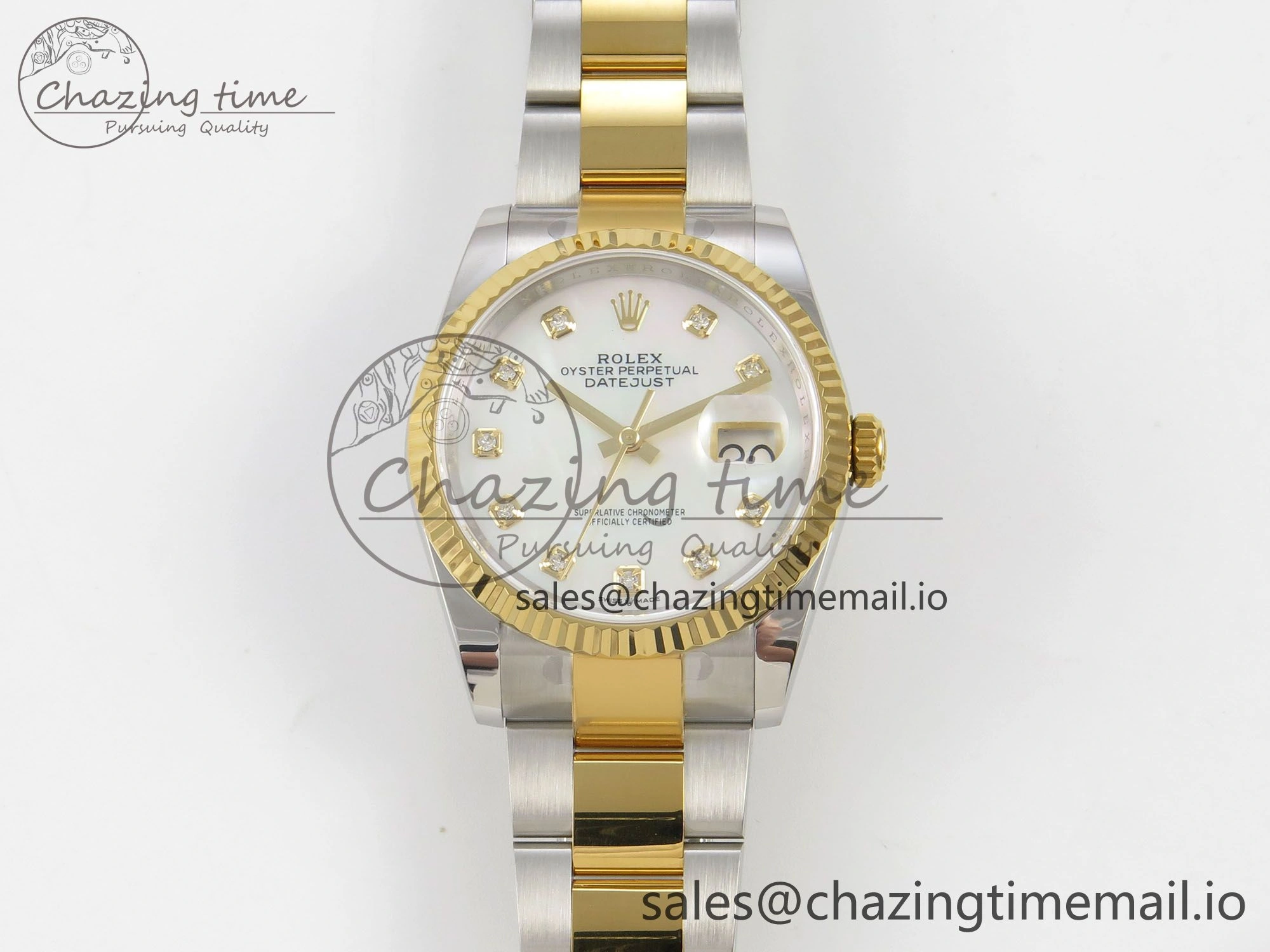 DateJust 36 SS YG ARF 1:1 Best Edition 904L Steel White MOP Dial on Oyster Bracelet SH3235