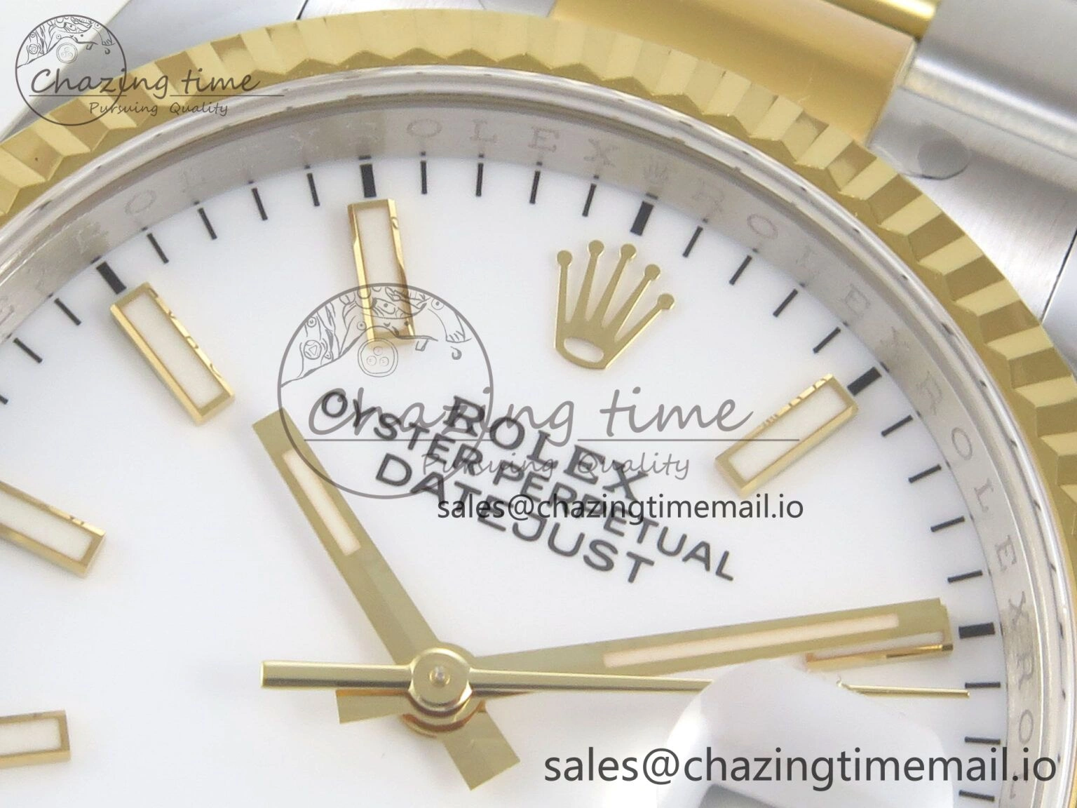DateJust 36 SS YG ARF 1:1 Best Edition 904L Steel White Stick Dial on Oyster Bracelet SH3235