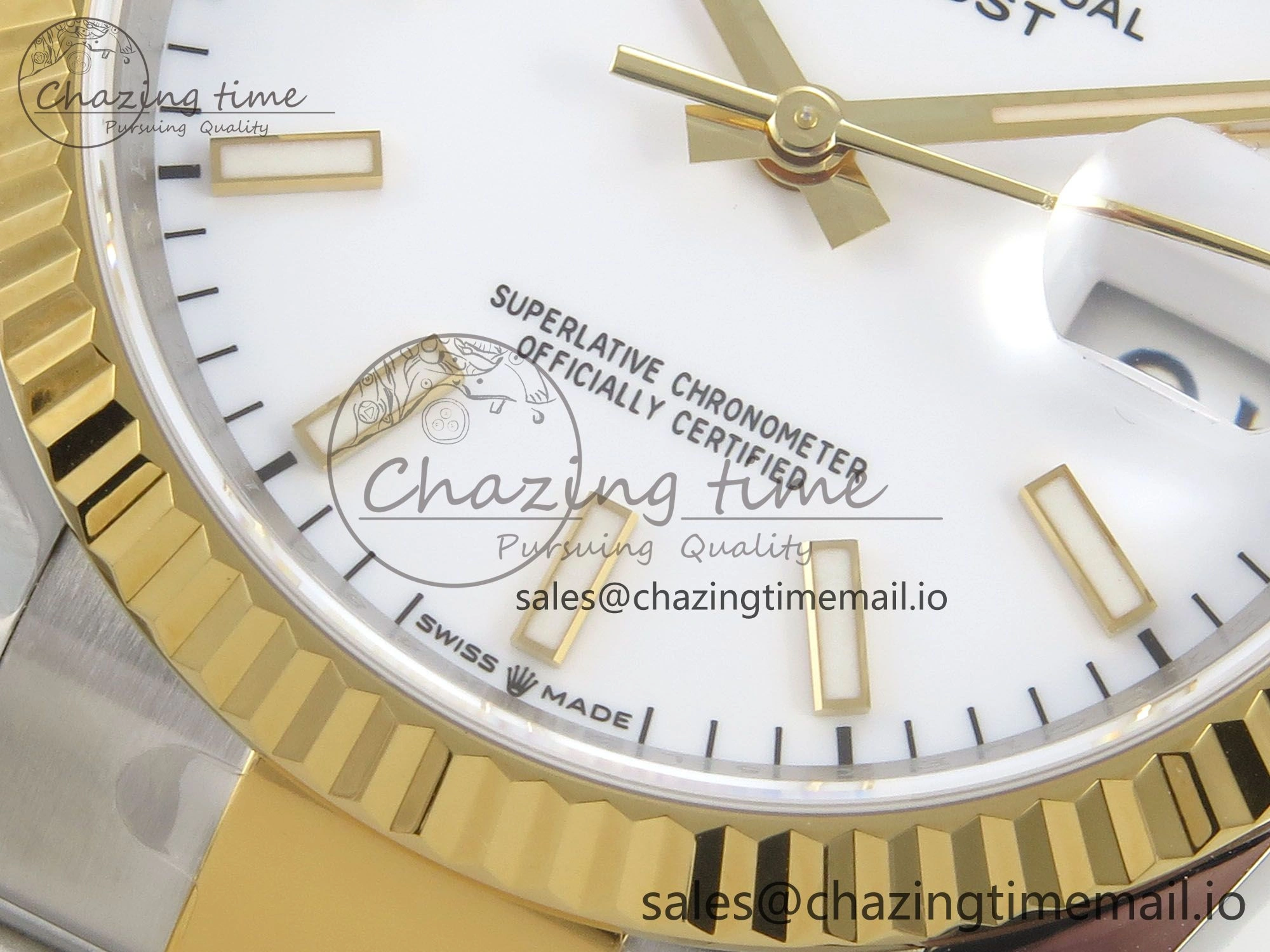 DateJust 36 SS YG ARF 1:1 Best Edition 904L Steel White Stick Dial on Oyster Bracelet SH3235