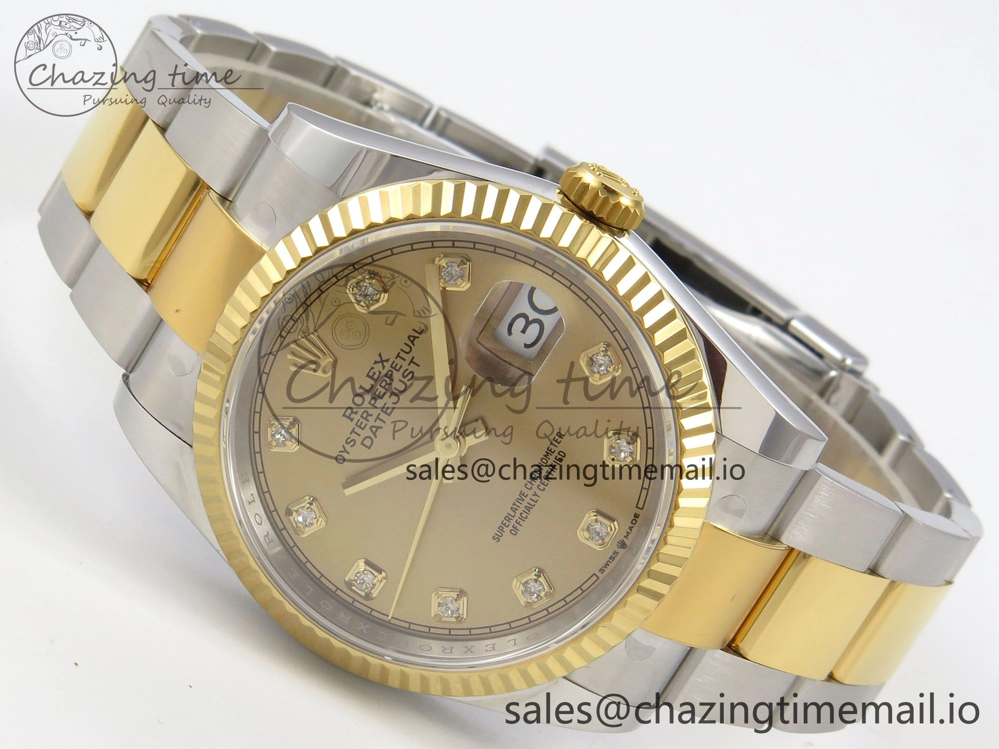 DateJust 36 SS YG ARF 1:1 Best Edition 904L Steel YG Diamonds Dial on Oyster Bracelet SH3235