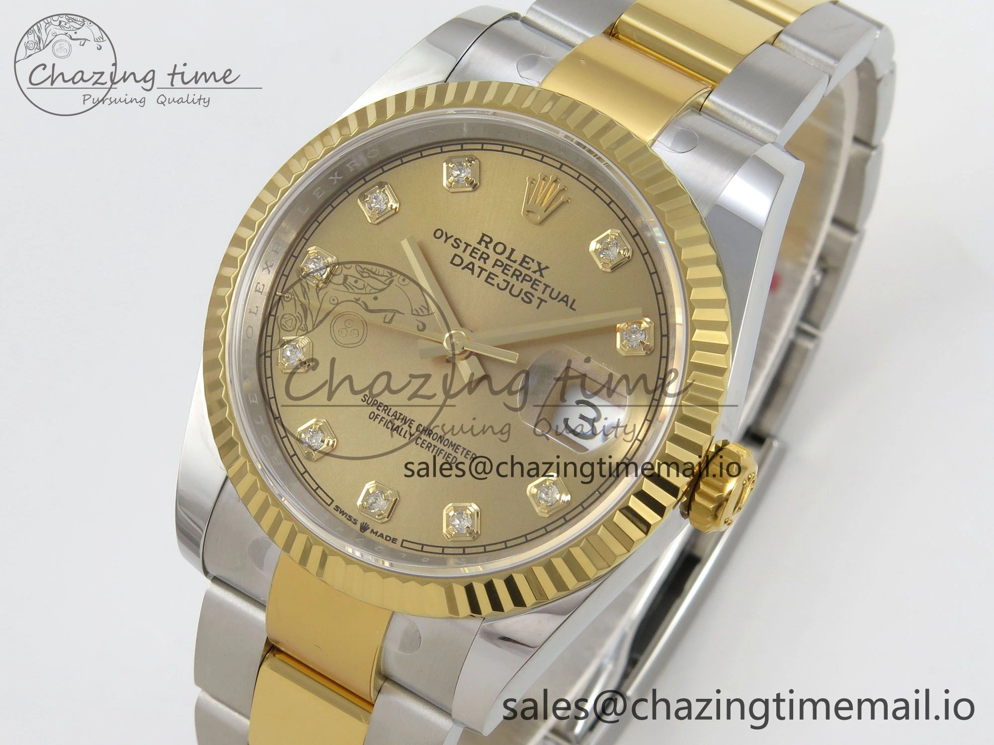 DateJust 36 SS YG ARF 1:1 Best Edition 904L Steel YG Diamonds Dial on Oyster Bracelet SH3235