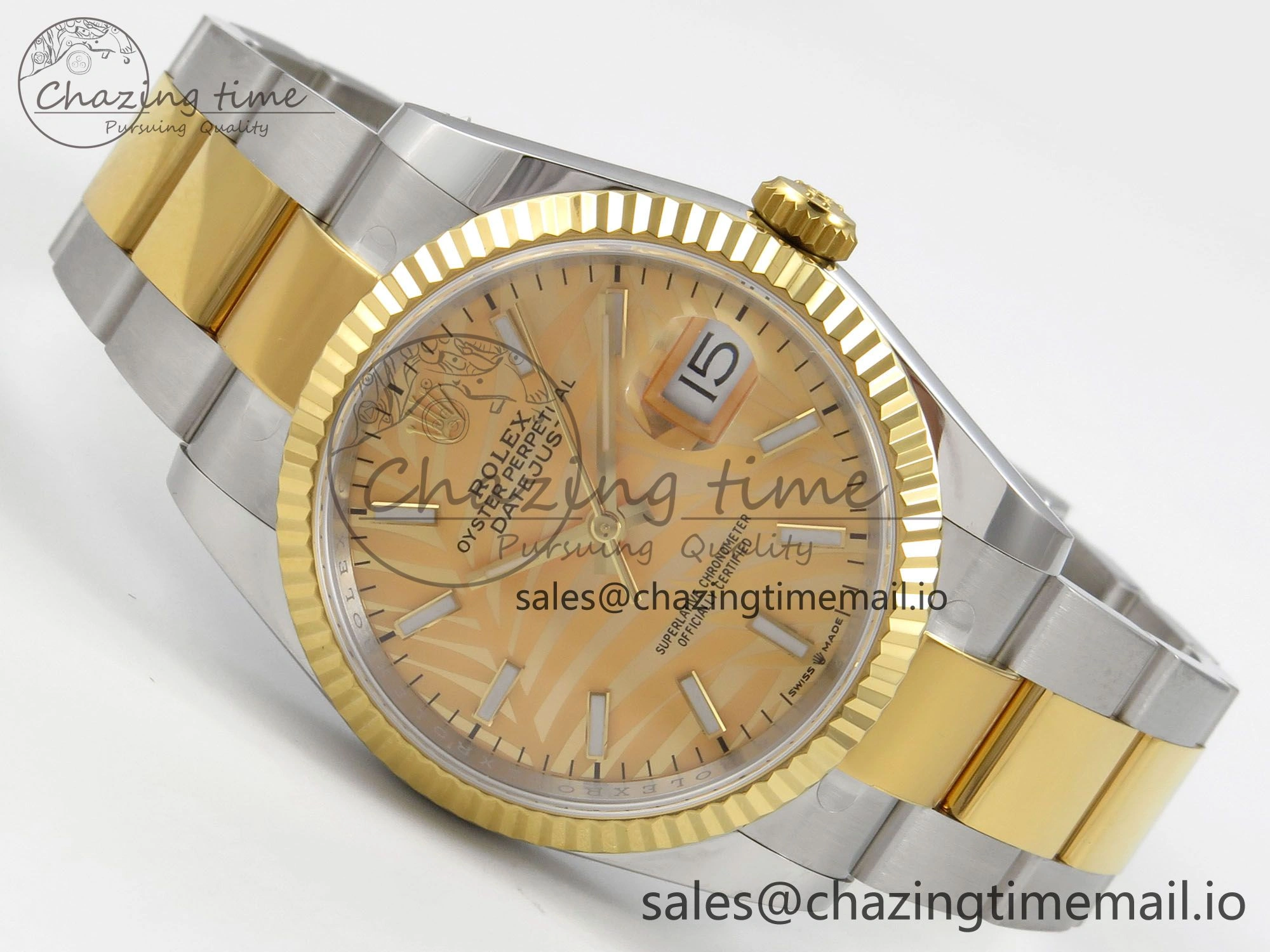 DateJust 36 SS YG ARF 1:1 Best Edition 904L Steel YG Leaf Dial on Oyster Bracelet SH3235