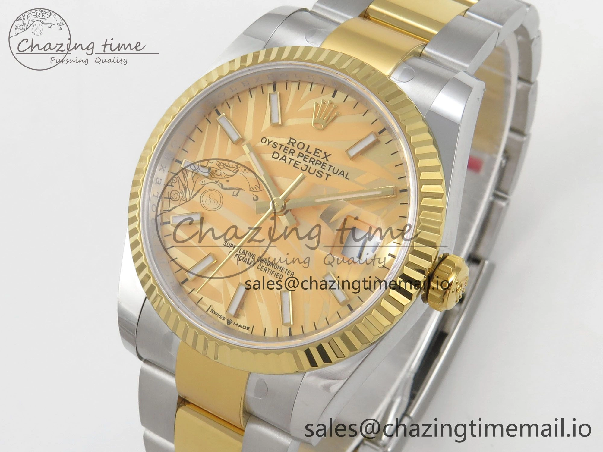 DateJust 36 SS YG ARF 1:1 Best Edition 904L Steel YG Leaf Dial on Oyster Bracelet SH3235
