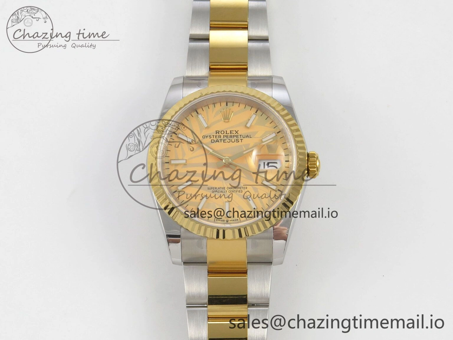 DateJust 36 SS YG ARF 1:1 Best Edition 904L Steel YG Leaf Dial on Oyster Bracelet SH3235