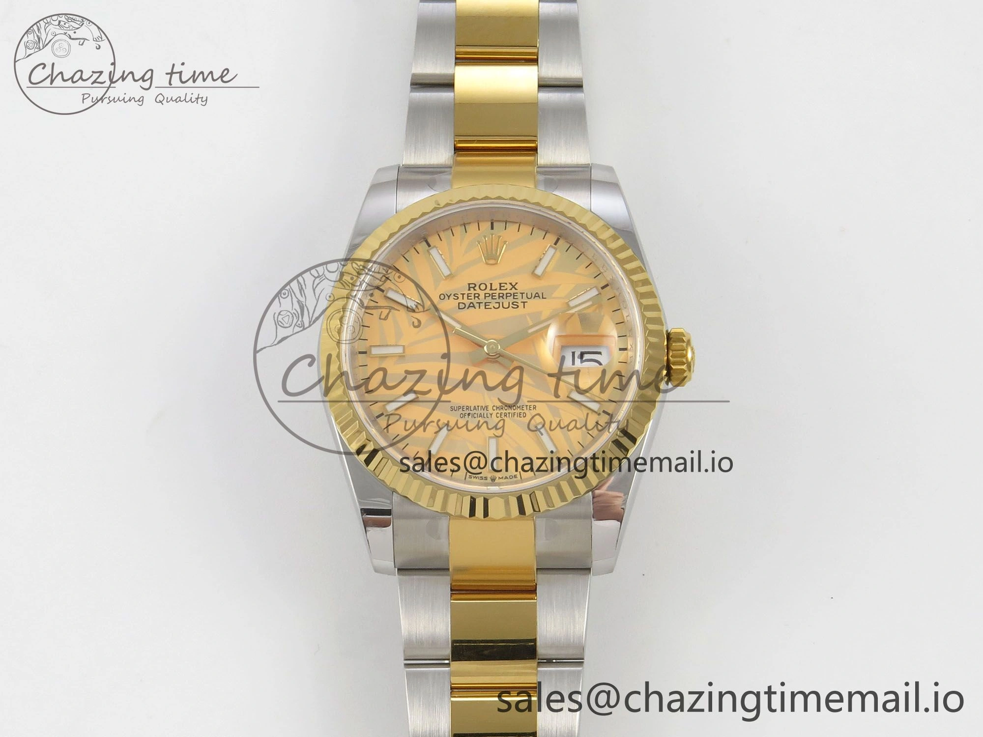 DateJust 36 SS YG ARF 1:1 Best Edition 904L Steel YG Leaf Dial on Oyster Bracelet SH3235