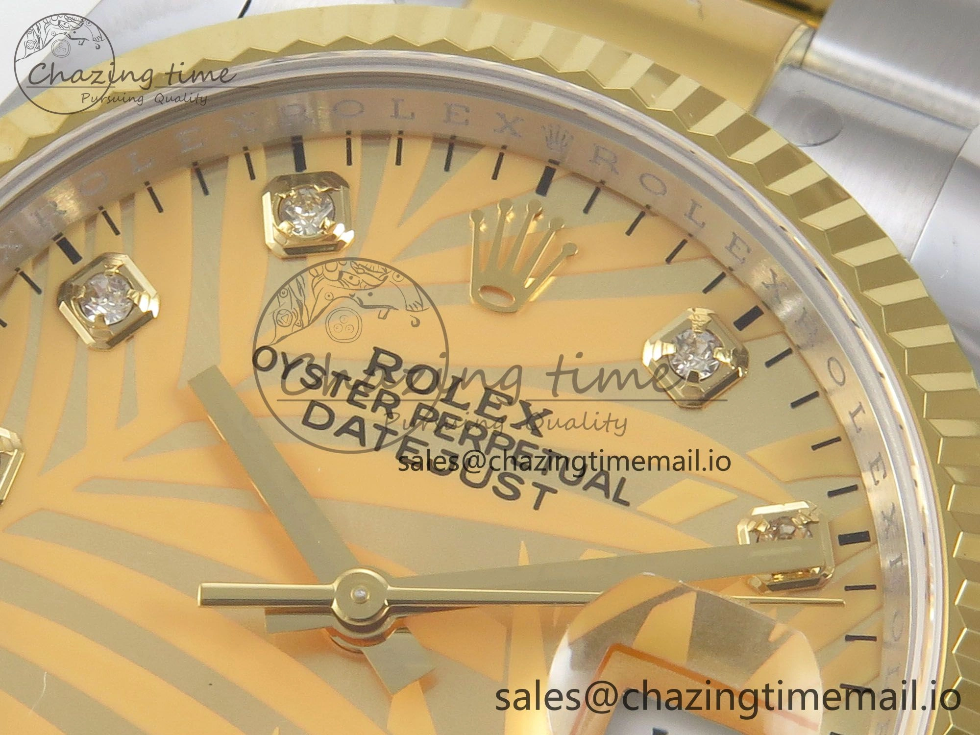 DateJust 36 SS YG ARF 1:1 Best Edition 904L Steel YG Leaf Diamonds Dial on Oyster Bracelet SH3235