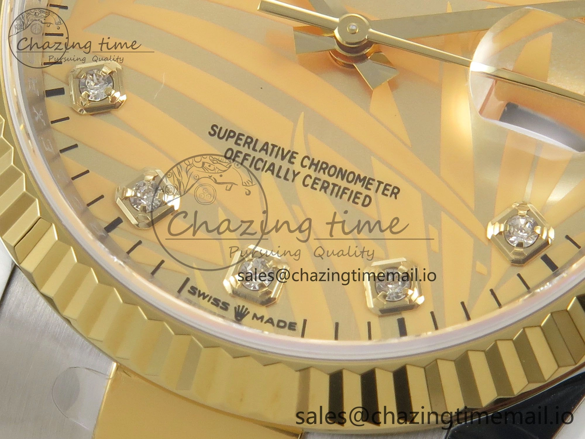 DateJust 36 SS YG ARF 1:1 Best Edition 904L Steel YG Leaf Diamonds Dial on Oyster Bracelet SH3235