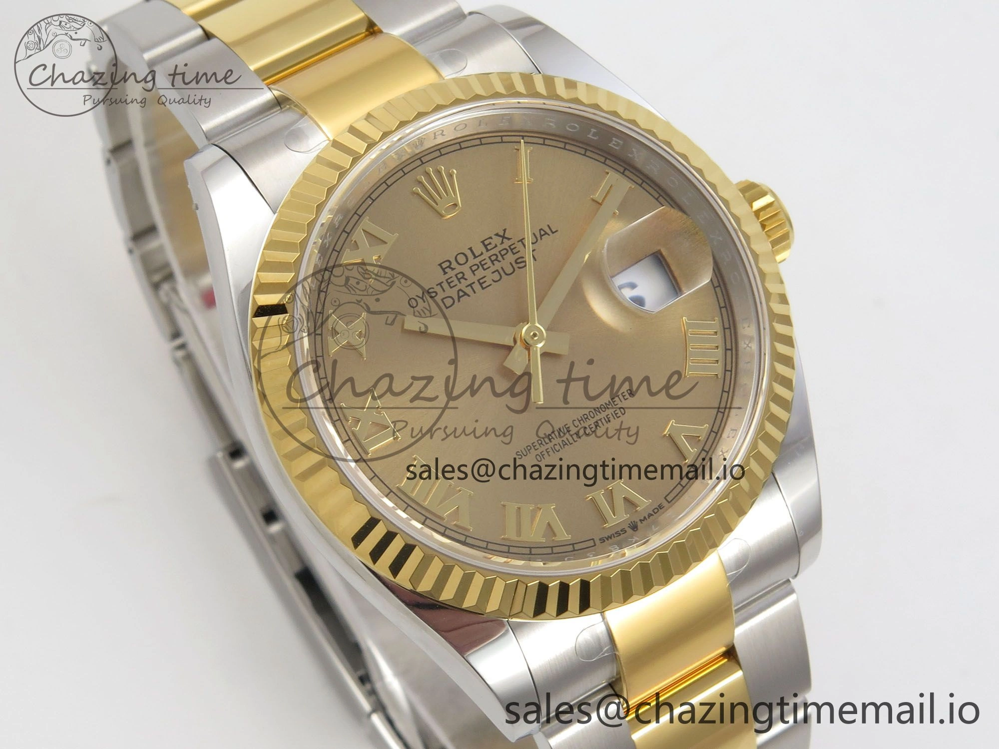 DateJust 36 SS YG ARF 1:1 Best Edition 904L Steel YG Roman Dial on Oyster Bracelet SH3235