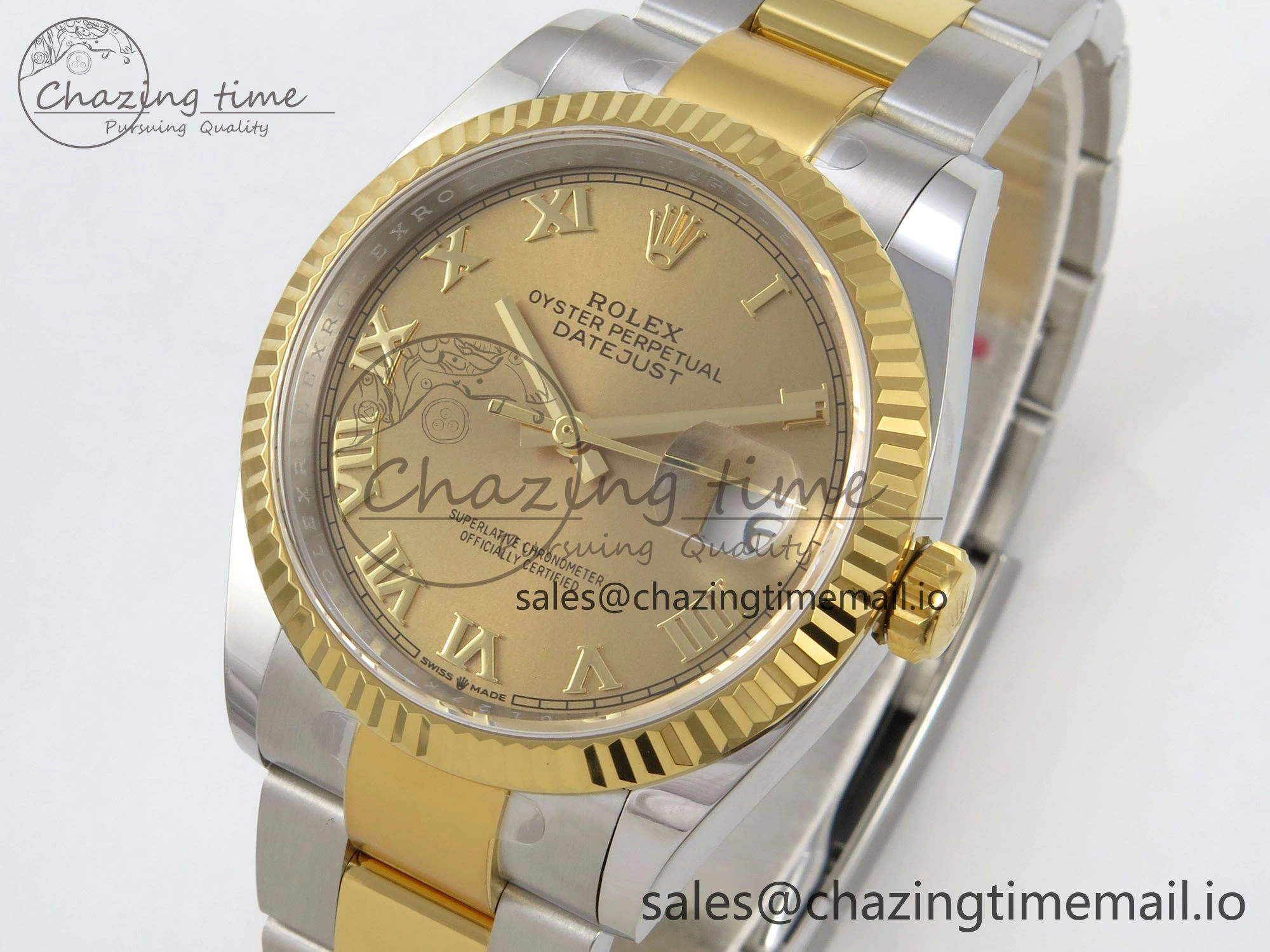 DateJust 36 SS YG ARF 1:1 Best Edition 904L Steel YG Roman Dial on Oyster Bracelet SH3235