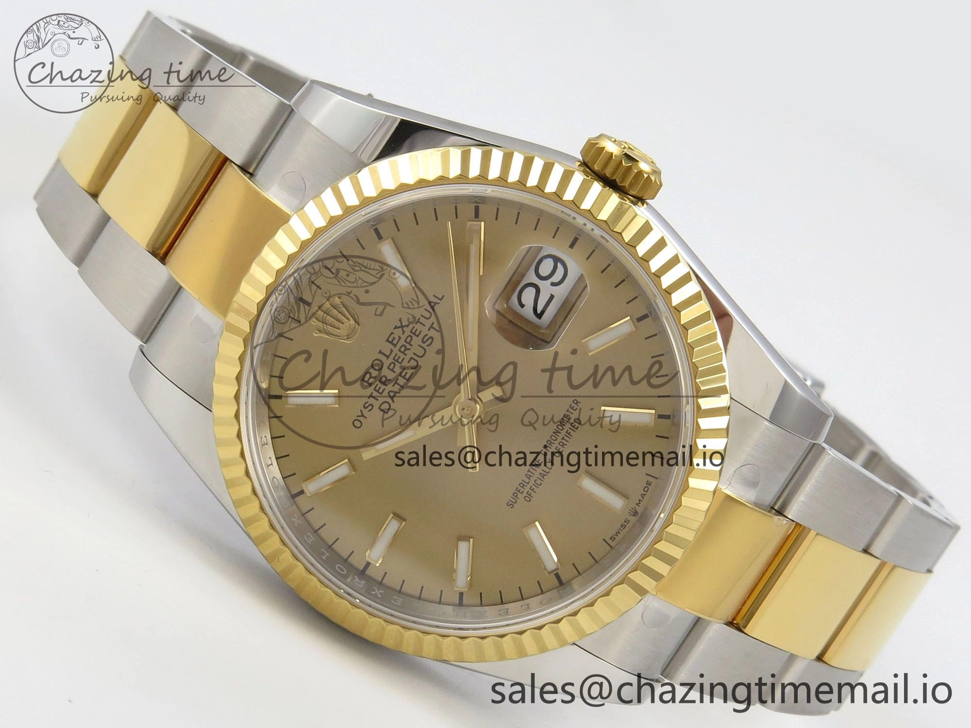 DateJust 36 SS YG ARF 1:1 Best Edition 904L Steel YG Stick Dial on Oyster Bracelet SH3235