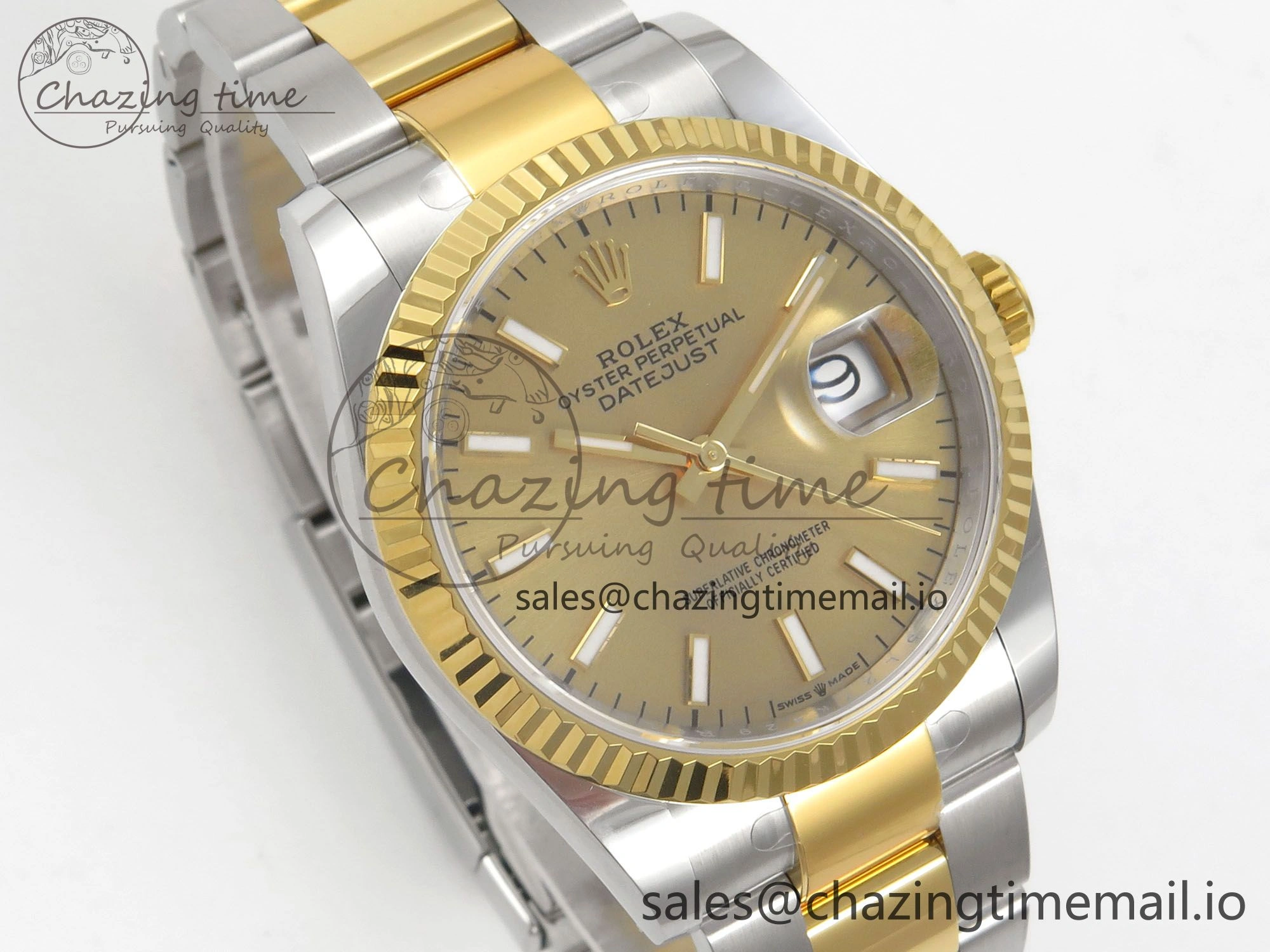 DateJust 36 SS YG ARF 1:1 Best Edition 904L Steel YG Stick Dial on Oyster Bracelet SH3235
