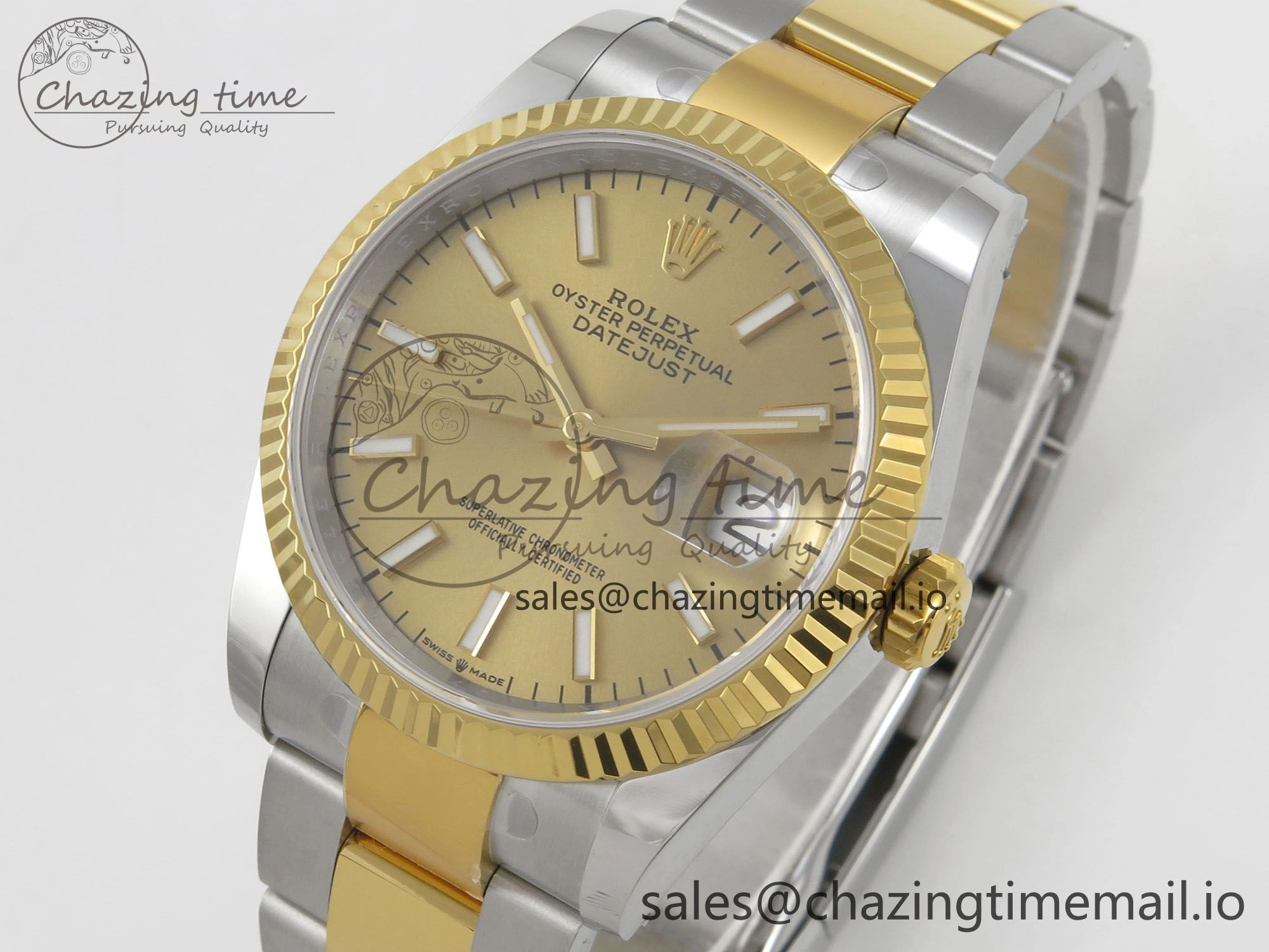 DateJust 36 SS YG ARF 1:1 Best Edition 904L Steel YG Stick Dial on Oyster Bracelet SH3235