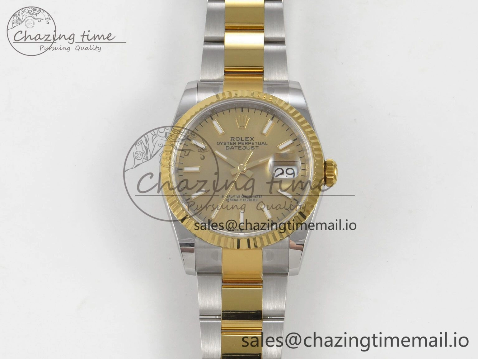 DateJust 36 SS YG ARF 1:1 Best Edition 904L Steel YG Stick Dial on Oyster Bracelet SH3235