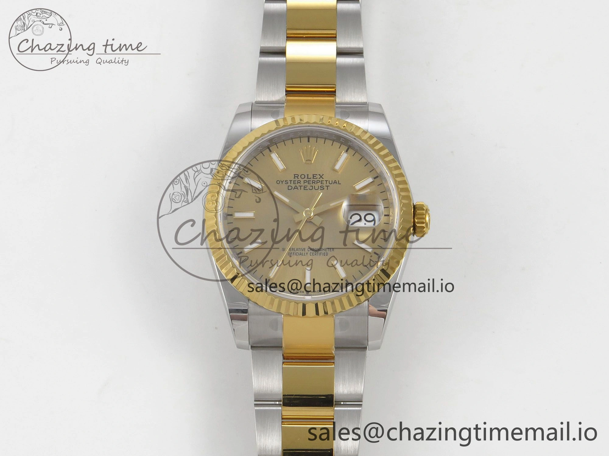 DateJust 36 SS YG ARF 1:1 Best Edition 904L Steel YG Stick Dial on Oyster Bracelet SH3235