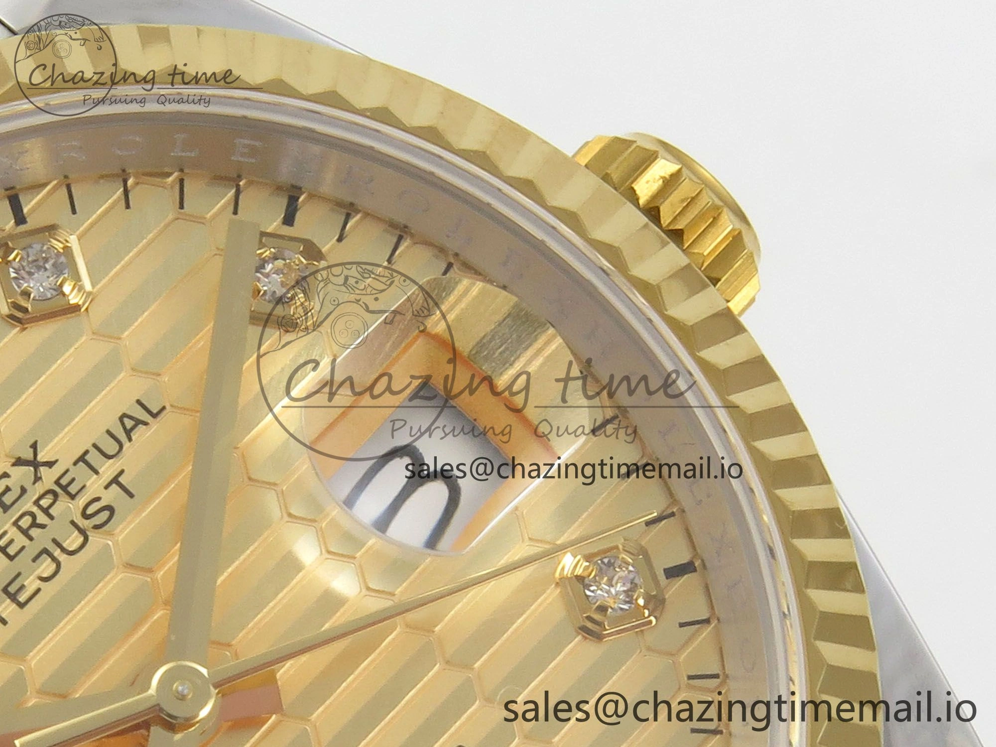 DateJust 36 SS YG ARF 1:1 Best Edition 904L Steel YG Textured Diamonds Dial on Oyster Bracelet SH3235