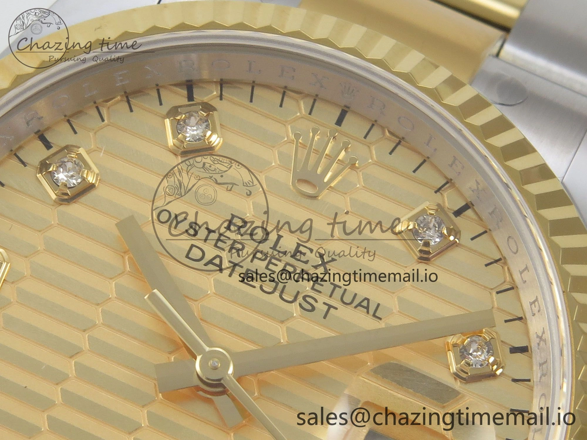DateJust 36 SS YG ARF 1:1 Best Edition 904L Steel YG Textured Diamonds Dial on Oyster Bracelet SH3235