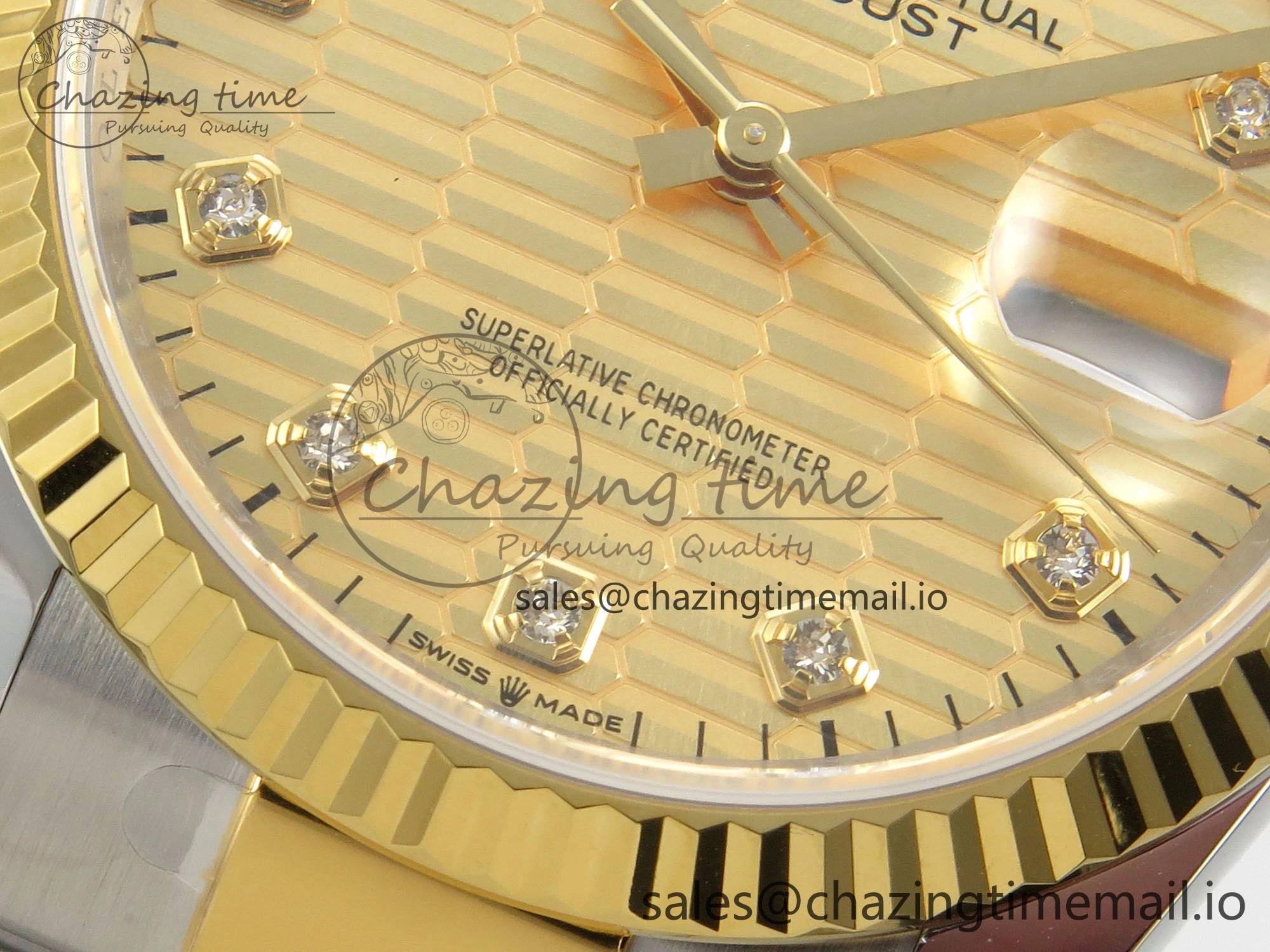 DateJust 36 SS YG ARF 1:1 Best Edition 904L Steel YG Textured Diamonds Dial on Oyster Bracelet SH3235