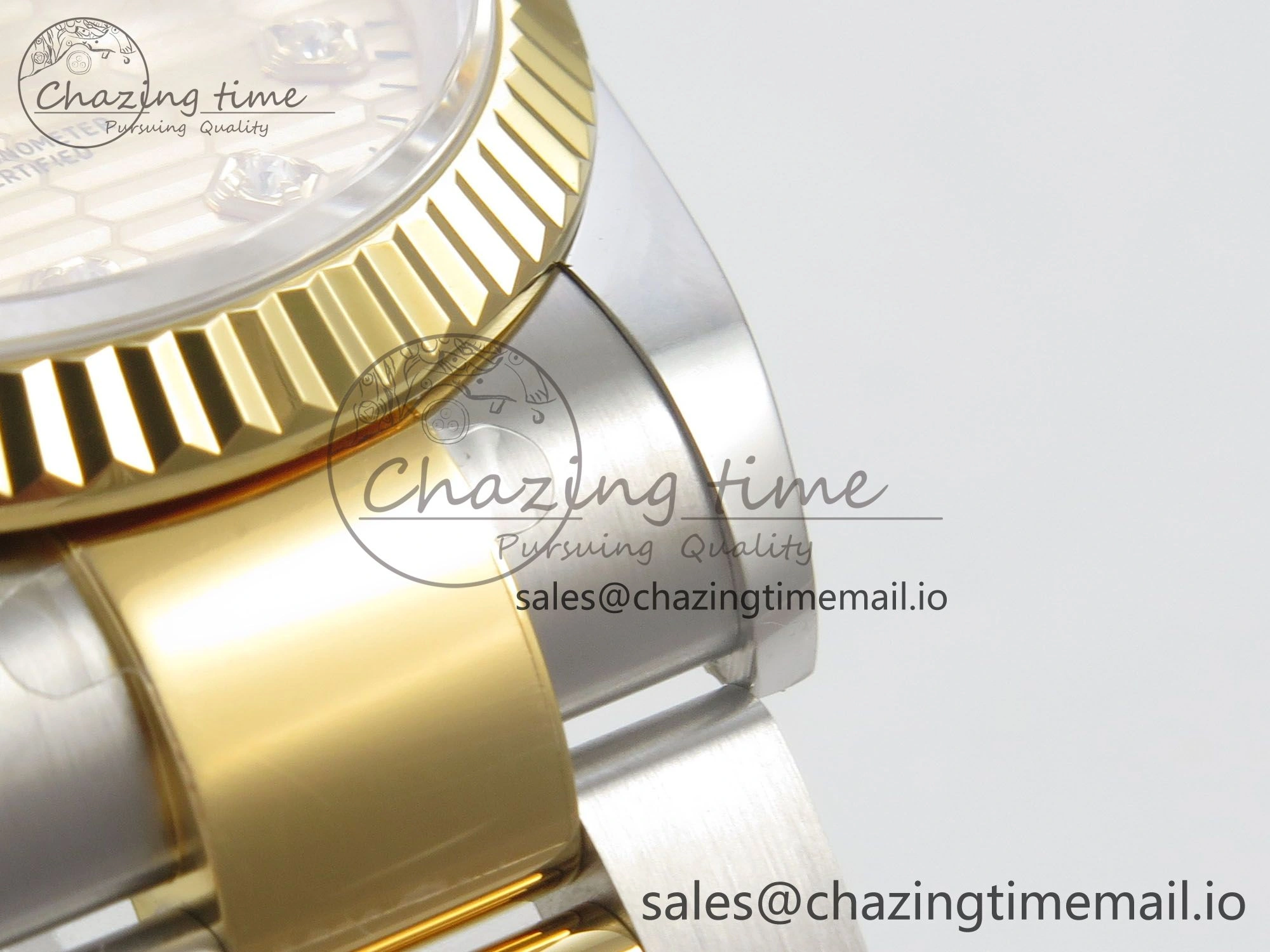 DateJust 36 SS YG ARF 1:1 Best Edition 904L Steel YG Textured Diamonds Dial on Oyster Bracelet SH3235