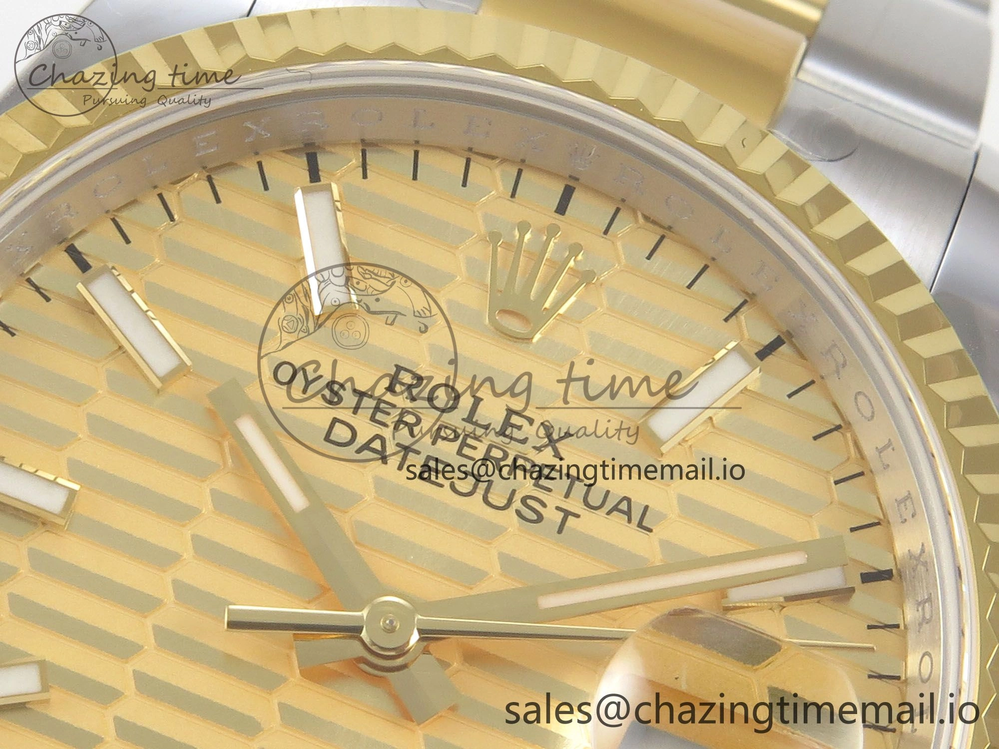 DateJust 36 SS YG ARF 1:1 Best Edition 904L Steel YG Textured Stick Dial on Oyster Bracelet SH3235