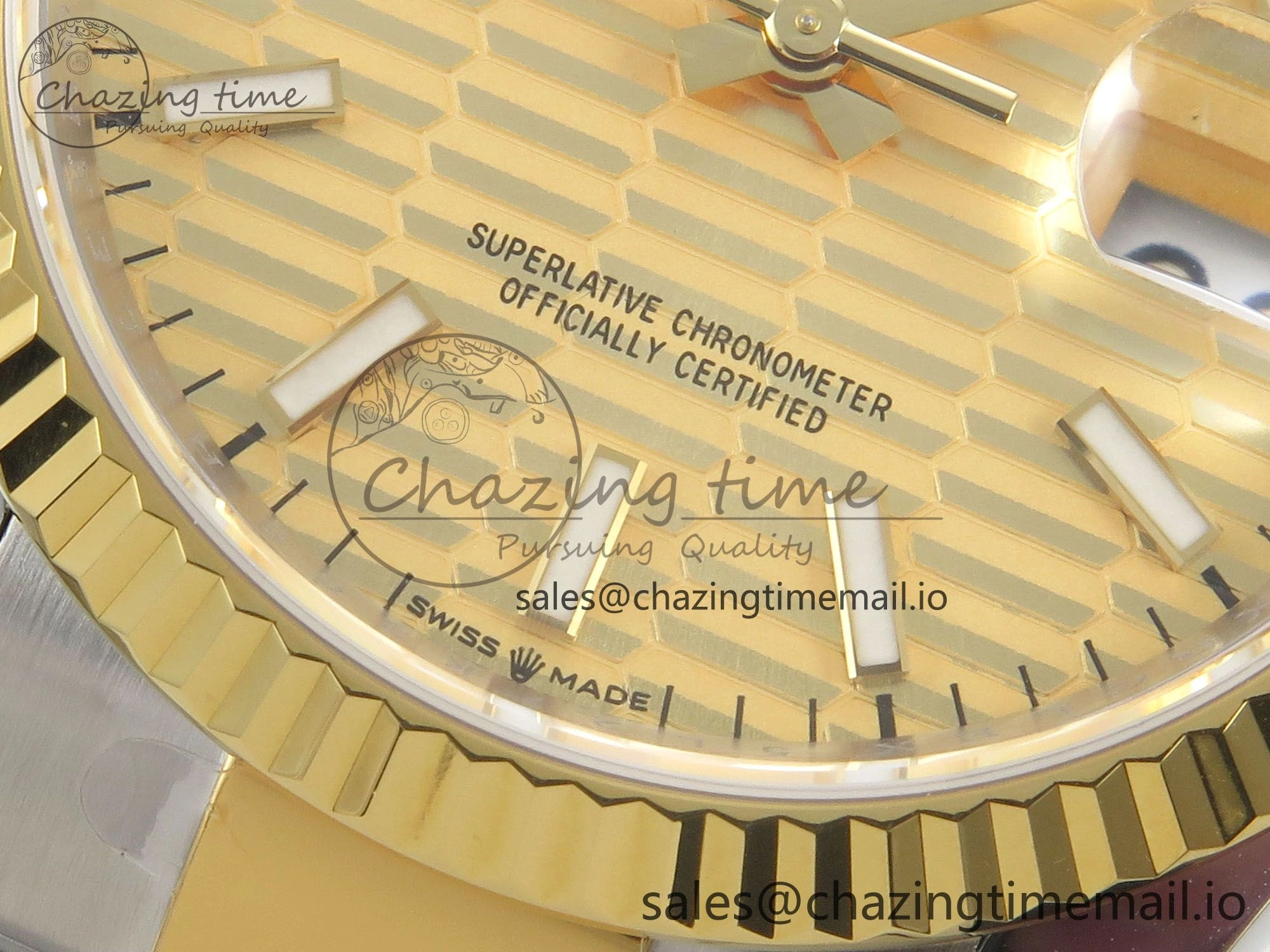 DateJust 36 SS YG ARF 1:1 Best Edition 904L Steel YG Textured Stick Dial on Oyster Bracelet SH3235