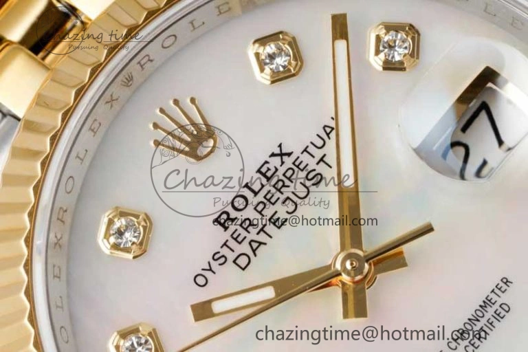 DateJust 36 SS YG DIWF 1:1 Best Edition 904L Steel White MOP Diamonds Dial on Jubilee Bracelet SA3235