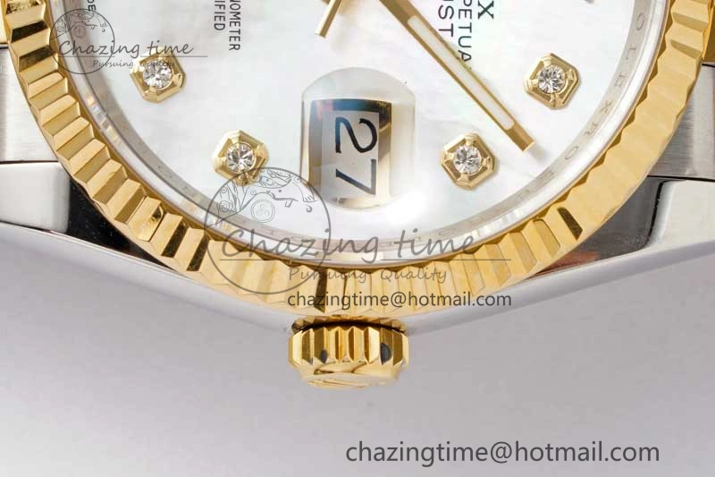 DateJust 36 SS YG DIWF 1:1 Best Edition 904L Steel White MOP Diamonds Dial on Jubilee Bracelet SA3235