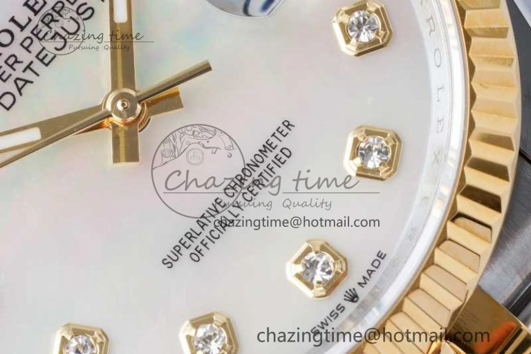 DateJust 36 SS YG DIWF 1:1 Best Edition 904L Steel White MOP Diamonds Dial on Jubilee Bracelet SA3235