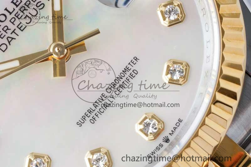 DateJust 36 SS YG DIWF 1:1 Best Edition 904L Steel White MOP Diamonds Dial on Jubilee Bracelet SA3235