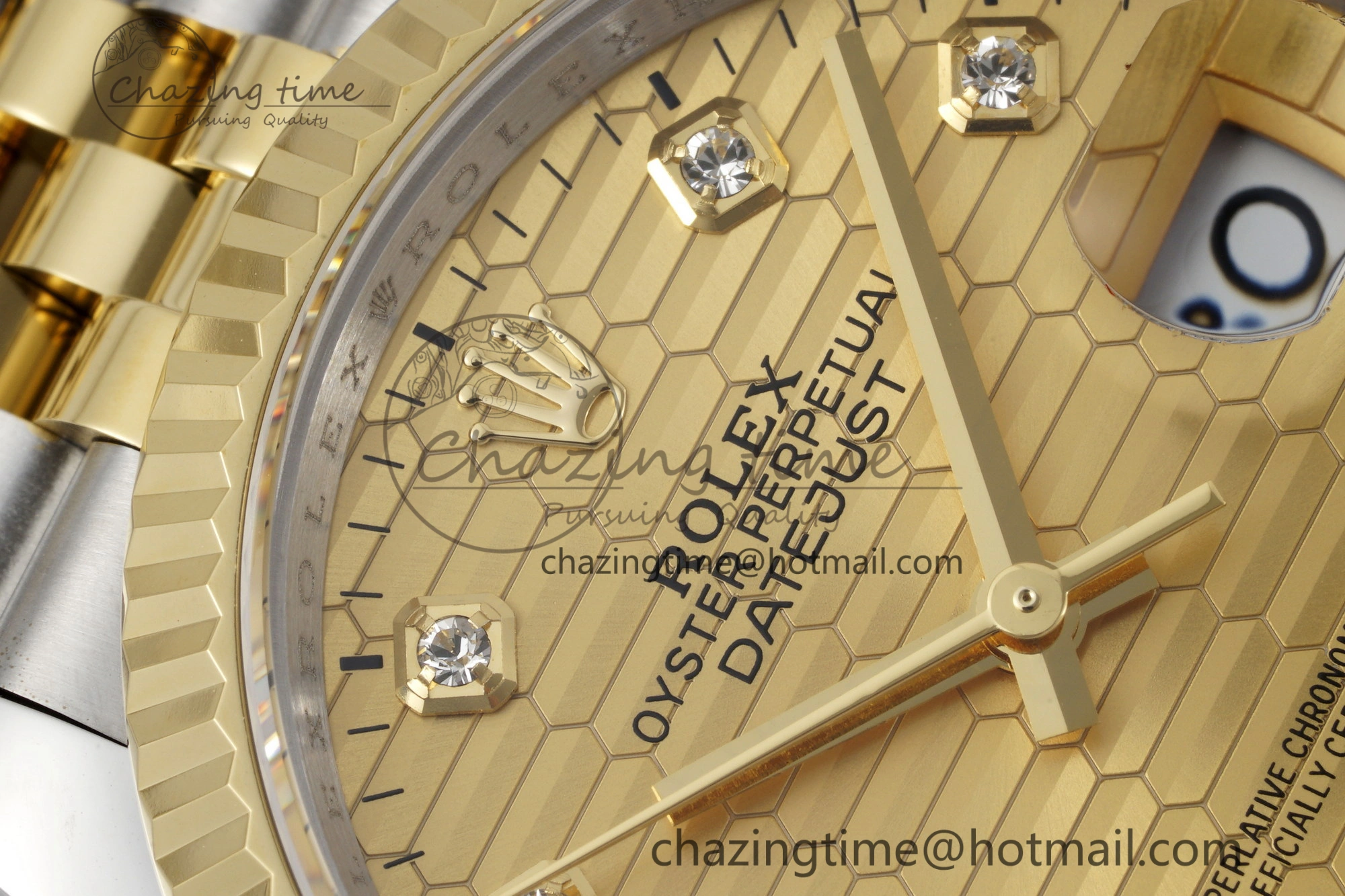 DateJust 36 SS YG Gold Wrapped JDF 1:1 Best Edition YG Diamonds Textured Dial on Jubilee Bracelet VR3235 V2