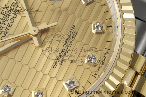 DateJust 36 SS YG Gold Wrapped JDF 1:1 Best Edition YG Diamonds Textured Dial on Jubilee Bracelet VR3235 V2
