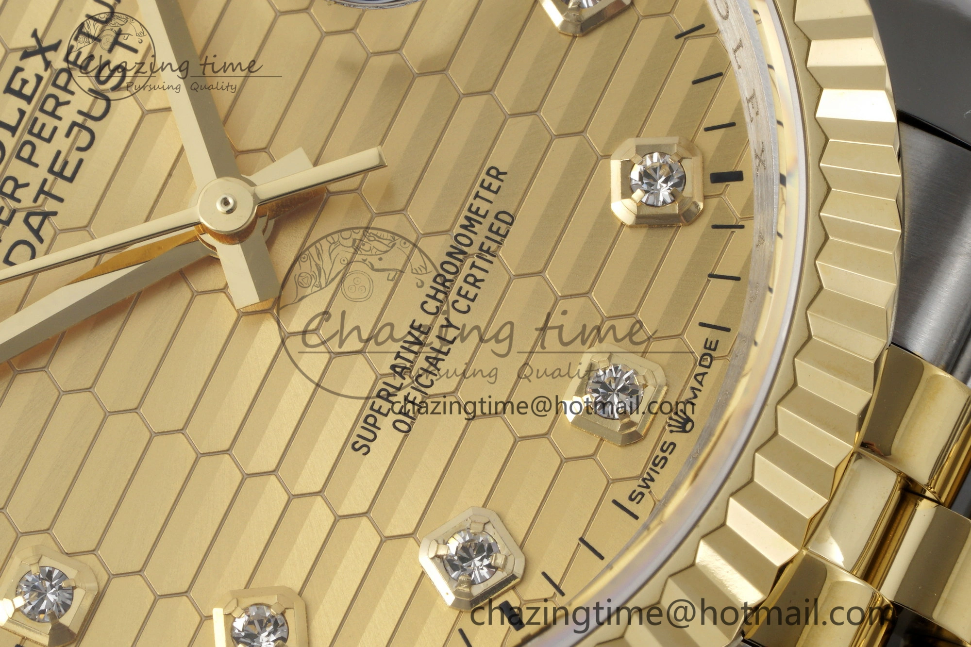 DateJust 36 SS YG Gold Wrapped JDF 1:1 Best Edition YG Diamonds Textured Dial on Jubilee Bracelet VR3235 V2