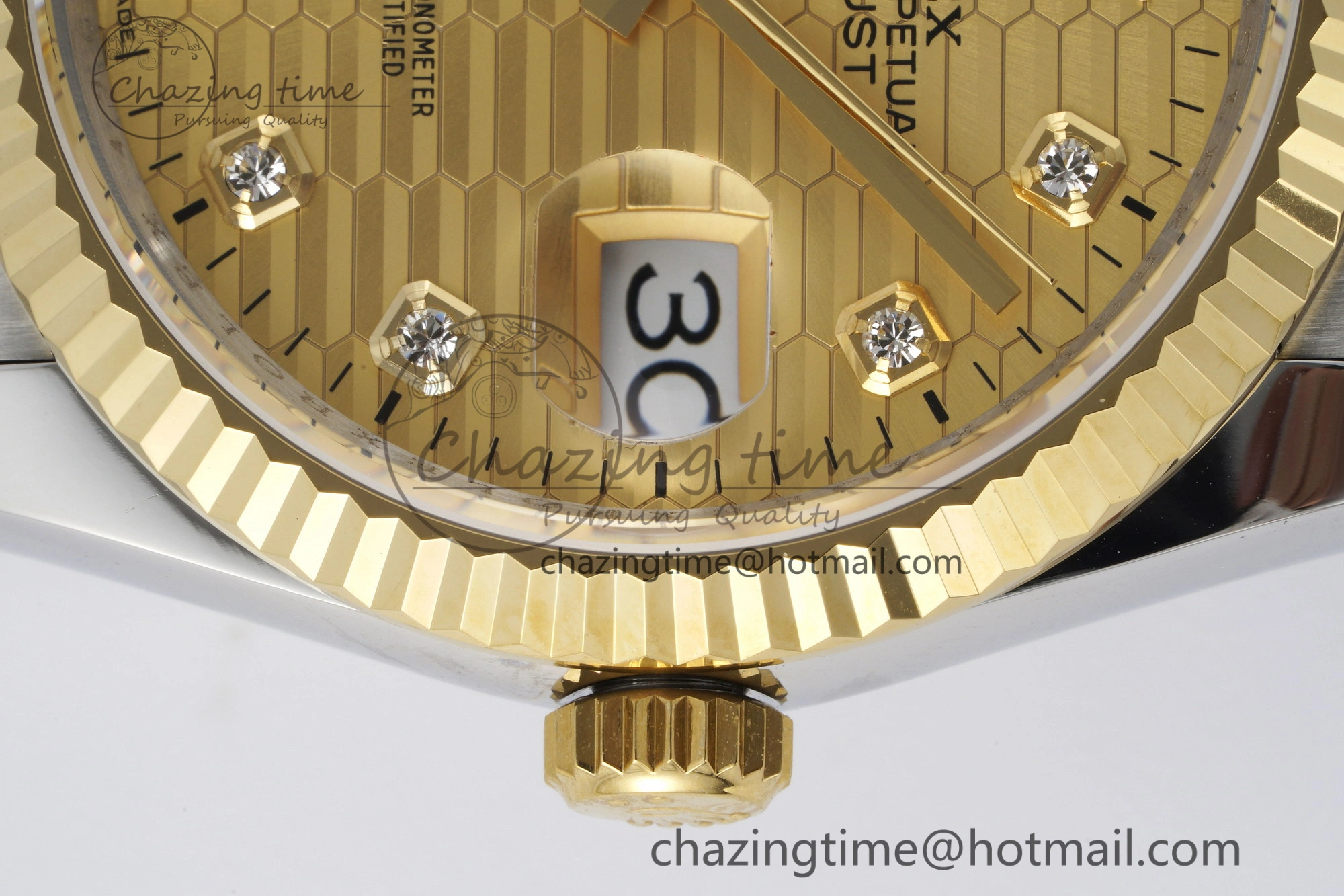 DateJust 36 SS YG Gold Wrapped JDF 1:1 Best Edition YG Diamonds Textured Dial on Jubilee Bracelet VR3235 V2
