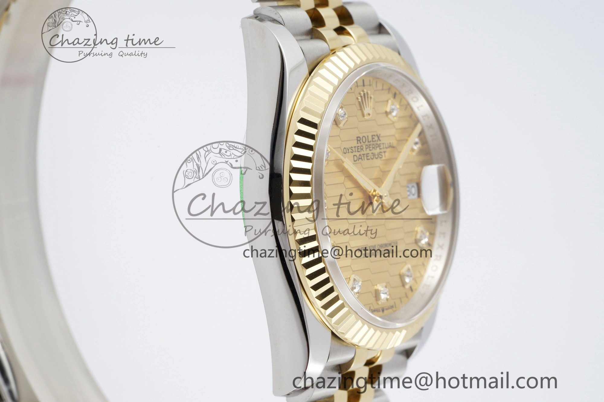 DateJust 36 SS YG Gold Wrapped JDF 1:1 Best Edition YG Diamonds Textured Dial on Jubilee Bracelet VR3235 V2