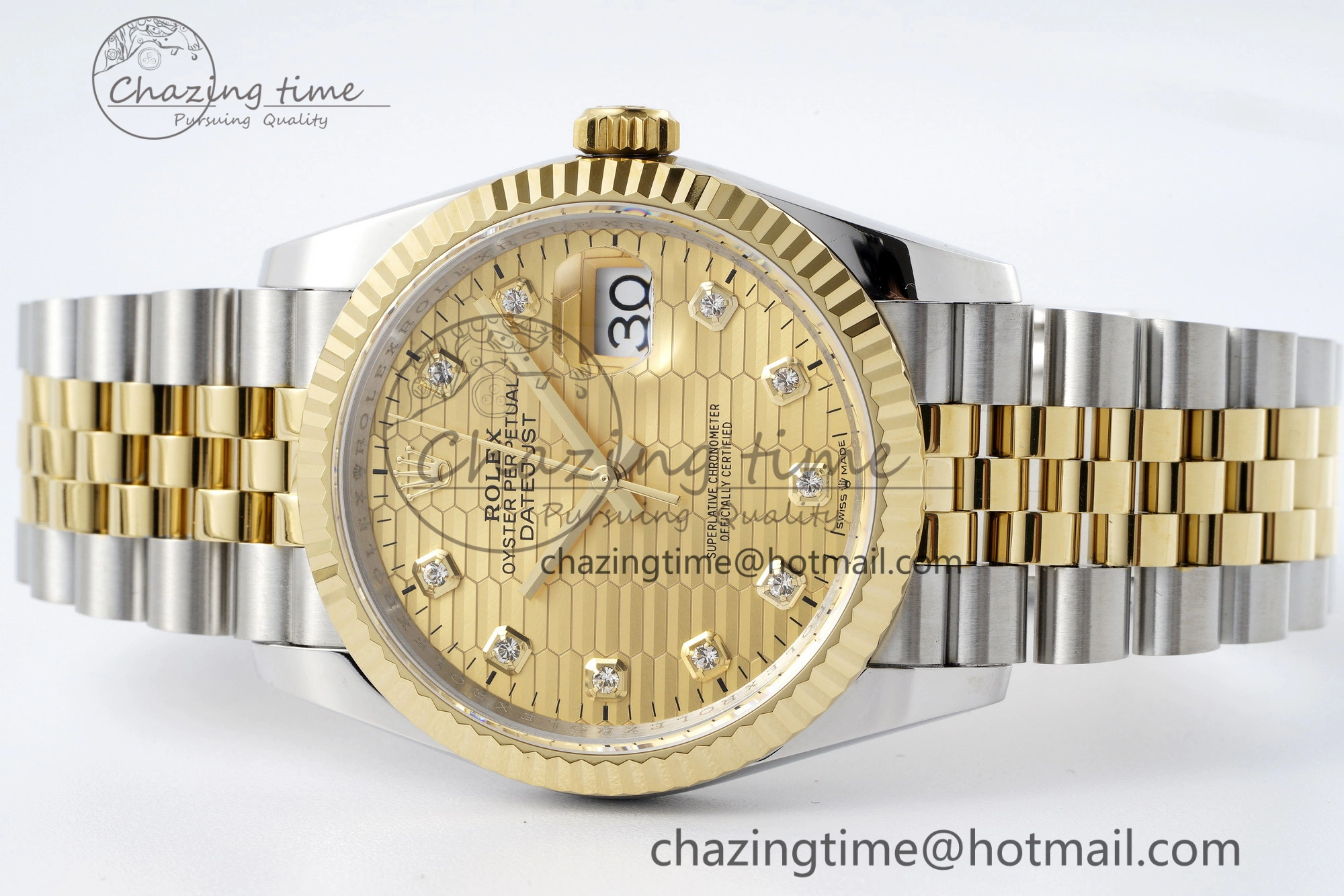DateJust 36 SS YG Gold Wrapped JDF 1:1 Best Edition YG Diamonds Textured Dial on Jubilee Bracelet VR3235 V2