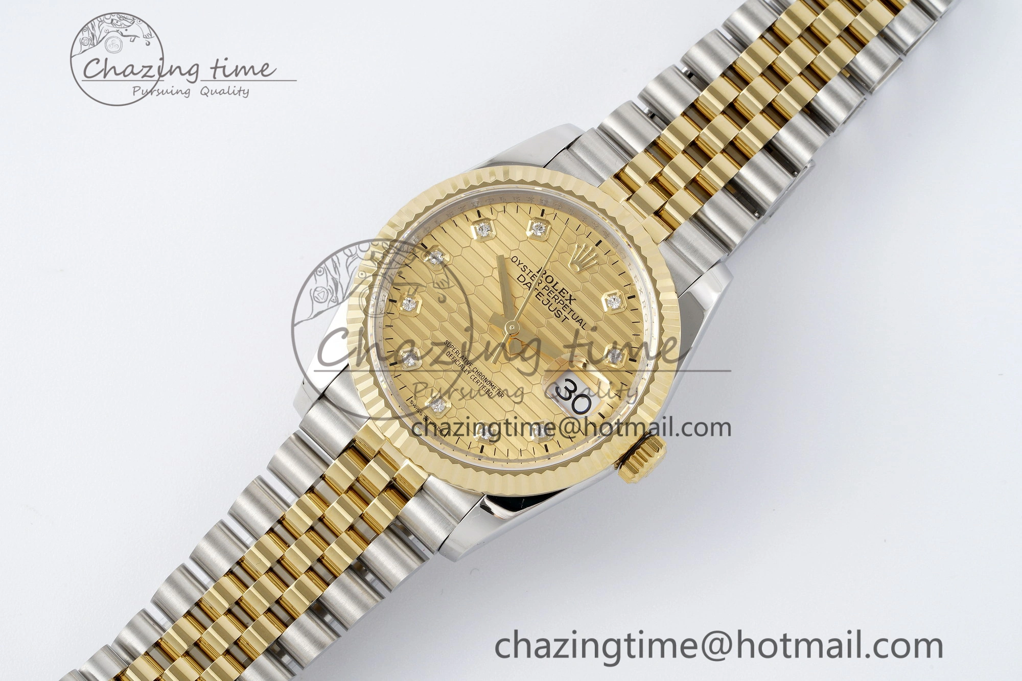 DateJust 36 SS YG Gold Wrapped JDF 1:1 Best Edition YG Diamonds Textured Dial on Jubilee Bracelet VR3235 V2