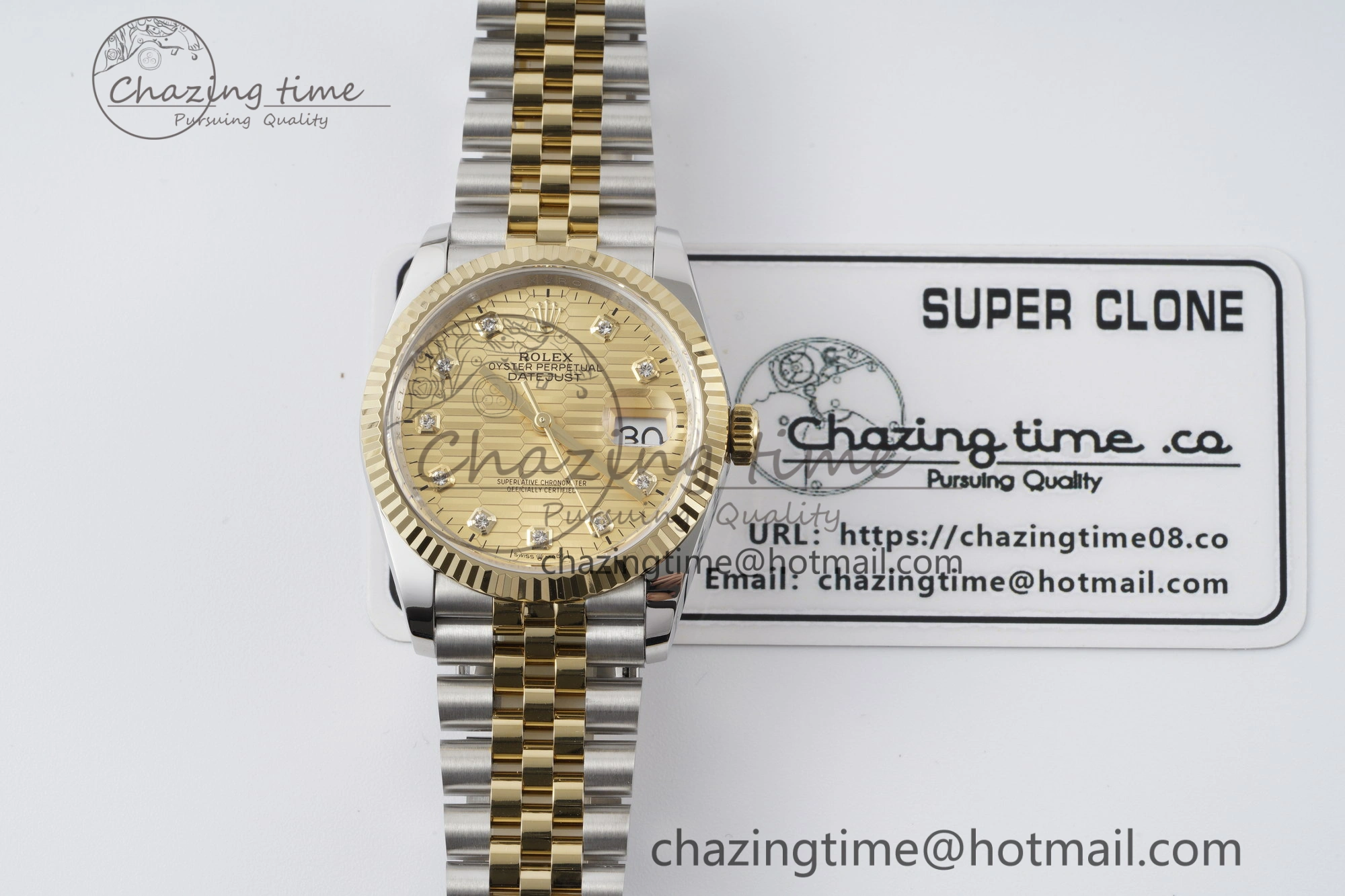 DateJust 36 SS YG Gold Wrapped JDF 1:1 Best Edition YG Diamonds Textured Dial on Jubilee Bracelet VR3235 V2