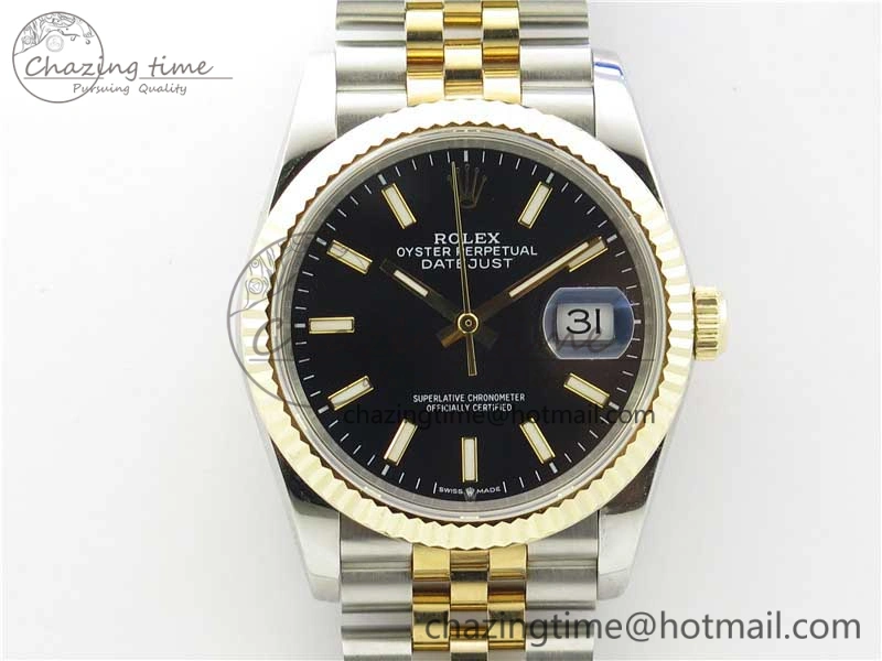 DateJust 36mm 126234 BP Maker 1:1 Best Edition 904L SS YG New Version Black Dial on Jubilee Bracelet