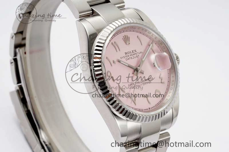 DateJust 36mm 126234 DIWF 1:1 Best Edition 904L Steel Pink Dial Arabic Marker on Oyster Bracelet SA3235