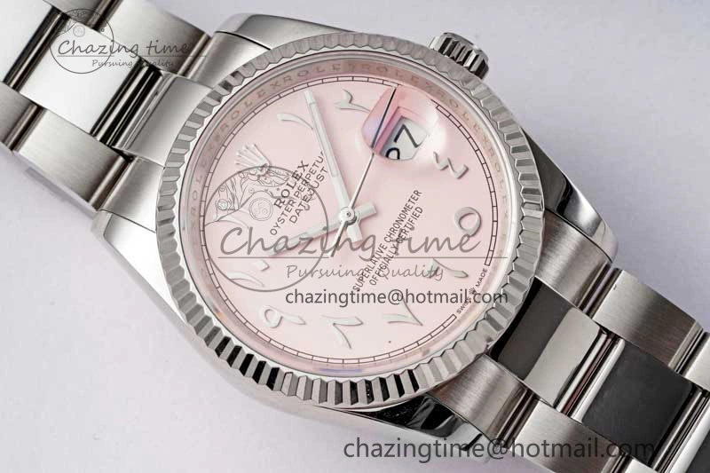 DateJust 36mm 126234 DIWF 1:1 Best Edition 904L Steel Pink Dial Arabic Marker on Oyster Bracelet SA3235