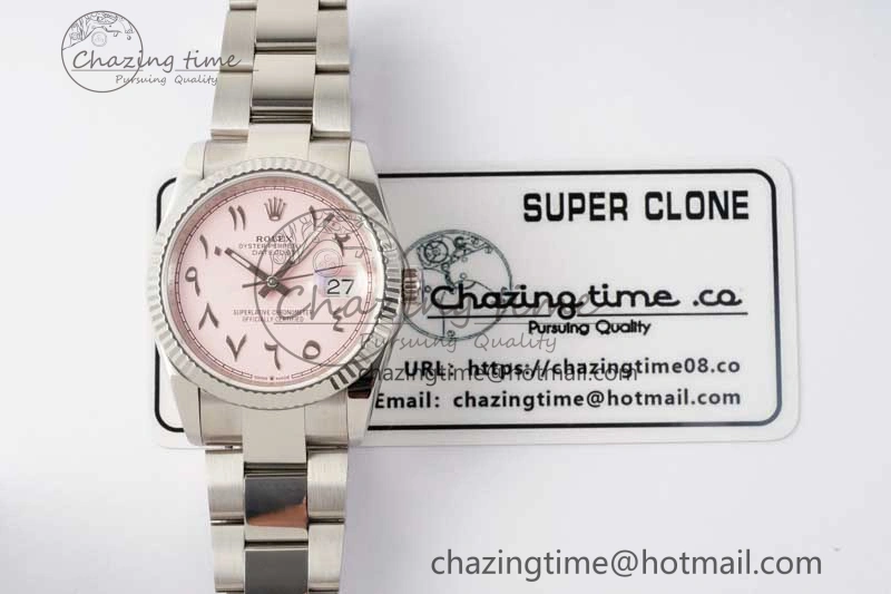DateJust 36mm 126234 DIWF 1:1 Best Edition 904L Steel Pink Dial Arabic Marker on Oyster Bracelet SA3235