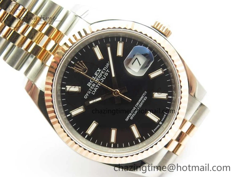 DateJust 36mm 904 SS RG Wrapped 116231 GMF Black Dial on SS RG Wrapped Jubilee Bracelet A2836