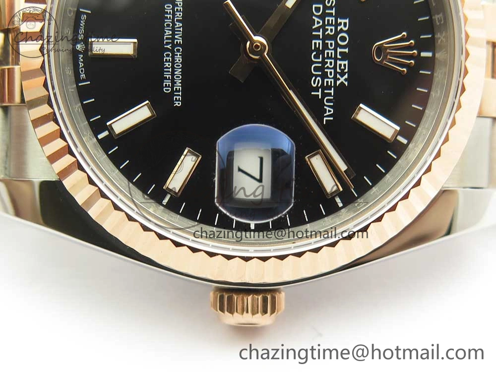 DateJust 36mm 904 SS RG Wrapped 116231 GMF Black Dial on SS RG Wrapped Jubilee Bracelet A2836