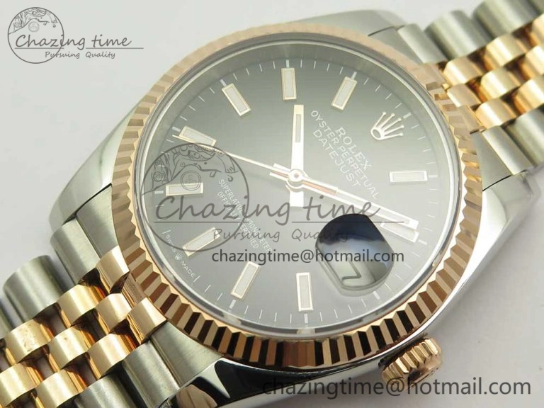 DateJust 36mm 904 SS RG Wrapped 116231 GMF Black Dial on SS RG Wrapped Jubilee Bracelet A2836