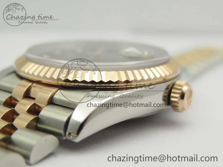 DateJust 36mm 904 SS RG Wrapped 116231 GMF Black Diam Dial on SS RG Wrapped Jubilee Bracelet A2836