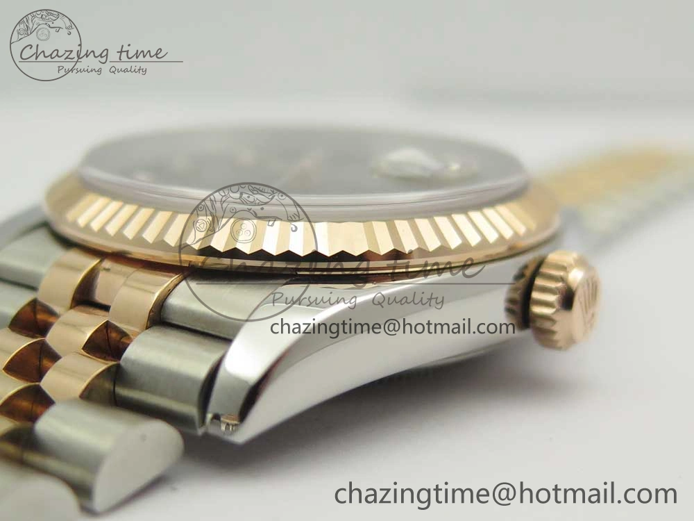 DateJust 36mm 904 SS RG Wrapped 116231 GMF Black Diam Dial on SS RG Wrapped Jubilee Bracelet A2836