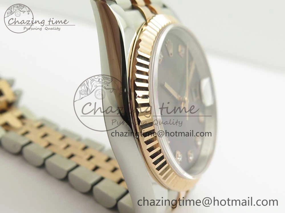 DateJust 36mm 904 SS RG Wrapped 116231 GMF Black MOP Diam Dial on SS RG Wrapped Jubilee Bracelet A2836