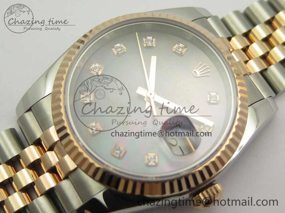 DateJust 36mm 904 SS RG Wrapped 116231 GMF Black MOP Diam Dial on SS RG Wrapped Jubilee Bracelet A2836