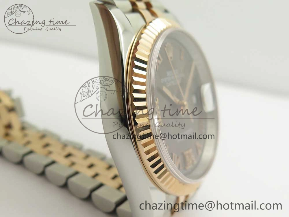 DateJust 36mm 904 SS RG Wrapped 116231 GMF Gray Dial Roman Diam Markers on SS RG Wrapped Jubilee Bracelet A2836