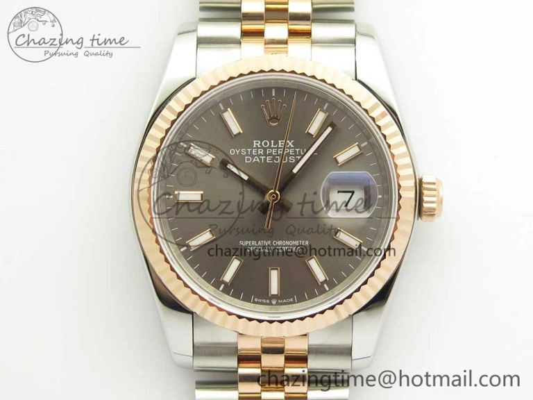 DateJust 36mm 904 SS RG Wrapped 116231 GMF Gray Dial on SS RG Wrapped Jubilee Bracelet A2836