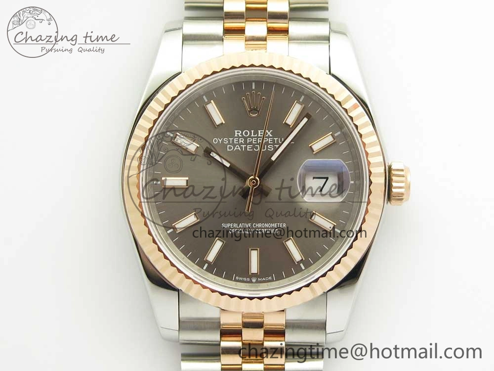 DateJust 36mm 904 SS RG Wrapped 116231 GMF Gray Dial on SS RG Wrapped Jubilee Bracelet A2836